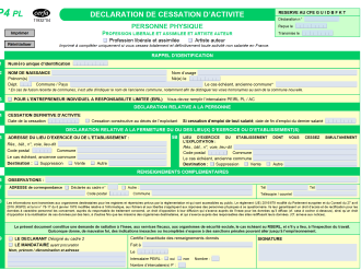 Formulaire P4 PL : déclaration de radiation pour une profession libérale et assimilée
