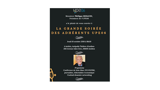 Grande Soirée des #Adhérents UPE 06 le 10 octobre !