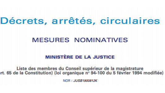 Liste des membres du Conseil supérieur de la magistrature (art. 65 de la Constitution) (loi organique n° 94-100 du 5 février 1994 modifiée) 