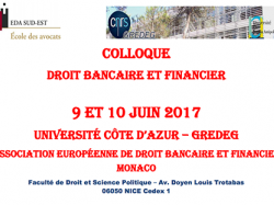 Colloque "Droit bancaire et financier" les 9 et 10 juin à Nice 