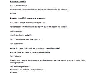 Cession vente de fonds de commerce - Acquéreur Personnes physiques