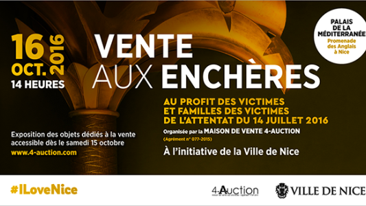 Vente aux Enchères au profit des victimes et familles des victimes du 14 juillet 2016. Participez !