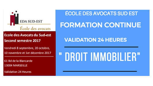 Formation continue EDA Sud Est : Droit immobilier