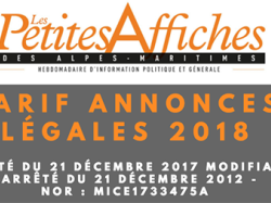  Tarif des Annonces Légales au 1er janvier 2018 en France 