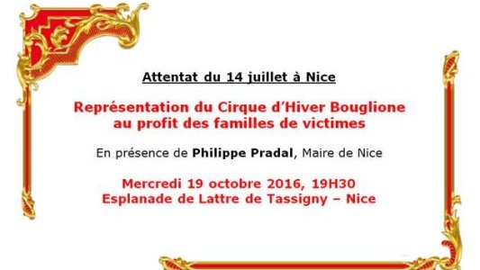 Nice : Représentation du Cirque d'Hiver Bouglione au profit des familles de victimes