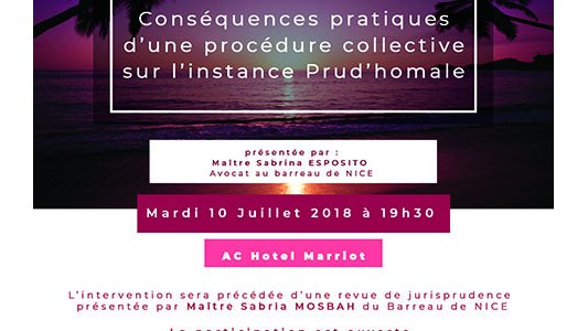 Prochaine réunion de l'Association des Avocats praticiens en Droit Social des A-M le 12 juillet