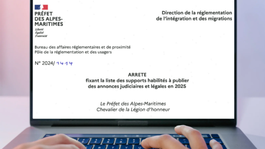 Journaux et services de presse en ligne habilités à publier des annonces légales pour l'année 2025 pour le département 06 (Alpes-Maritimes) 