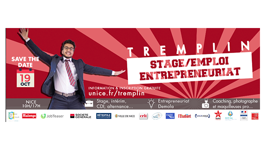Tremplin Stage Emploi Entrepreneuriat le 19 octobre à Nice !