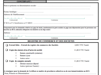 Demande de documents officiels délivrés par courrier (page 1)