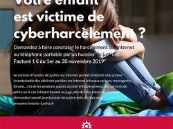 Les Huissiers s'engagent à l'occasion de la journée de lutte contre le harcèlement à l'école le 7 novembre
