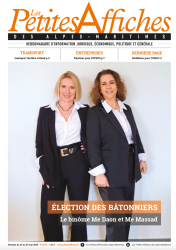 Une de la semaine des Petites Affiches des Alpes Maritimes