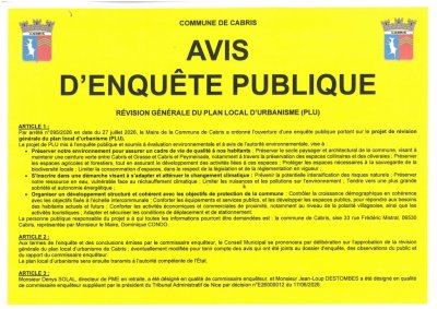 À Cabris, une enquête publique sur la révision générale du plan local (…)